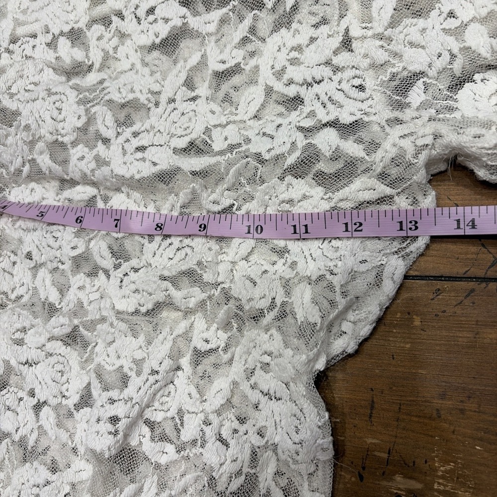Stretch Lace Sheer Layering Turtleneck Bohemian Cottagecore Women's Large - Picture 5 of 5